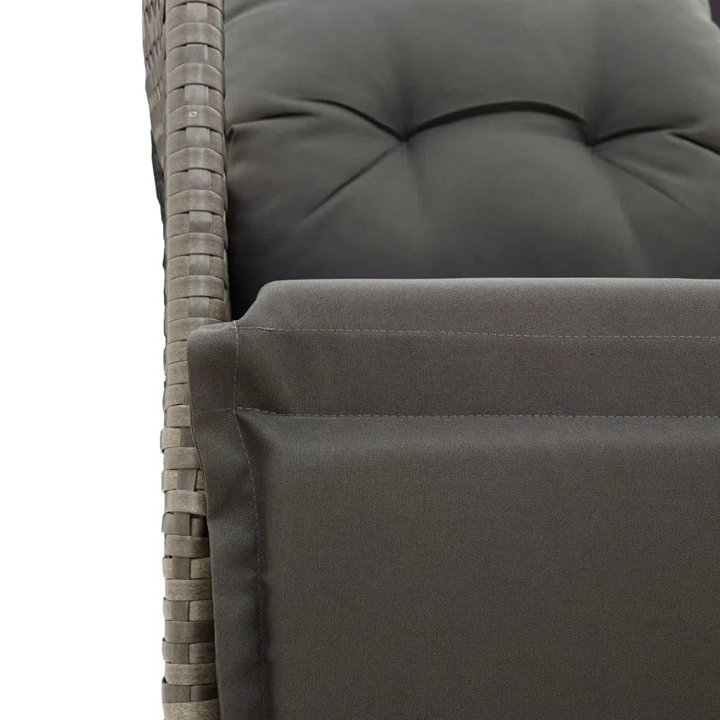 vidaXL Sillón reclinable de jardín con Cojines ratán sintético Gris, Silla de Patio reclinable, Asiento de jardín reclinable, Tumbona