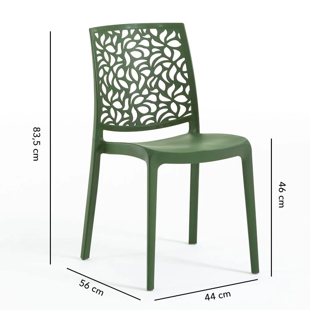 Sillas de resina moderna apilables de polipropileno con fibra de vidrio, para interior, cocina o comedor, exterior y jardín, sillas de restaurante y contract - Anna (6 Sillas, Verde oliva)