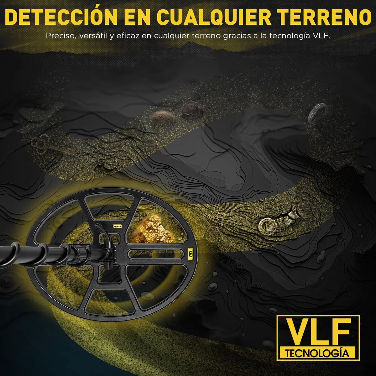 Hazlewolke Detector de Metales con Bobina de Búsqueda de 14'' Grande Doble D Impermeable,4 Modos,Alta Sensibilidad y Localización,Detector de Metales Profesional con Pantalla LCD Retroiluminada - DD90