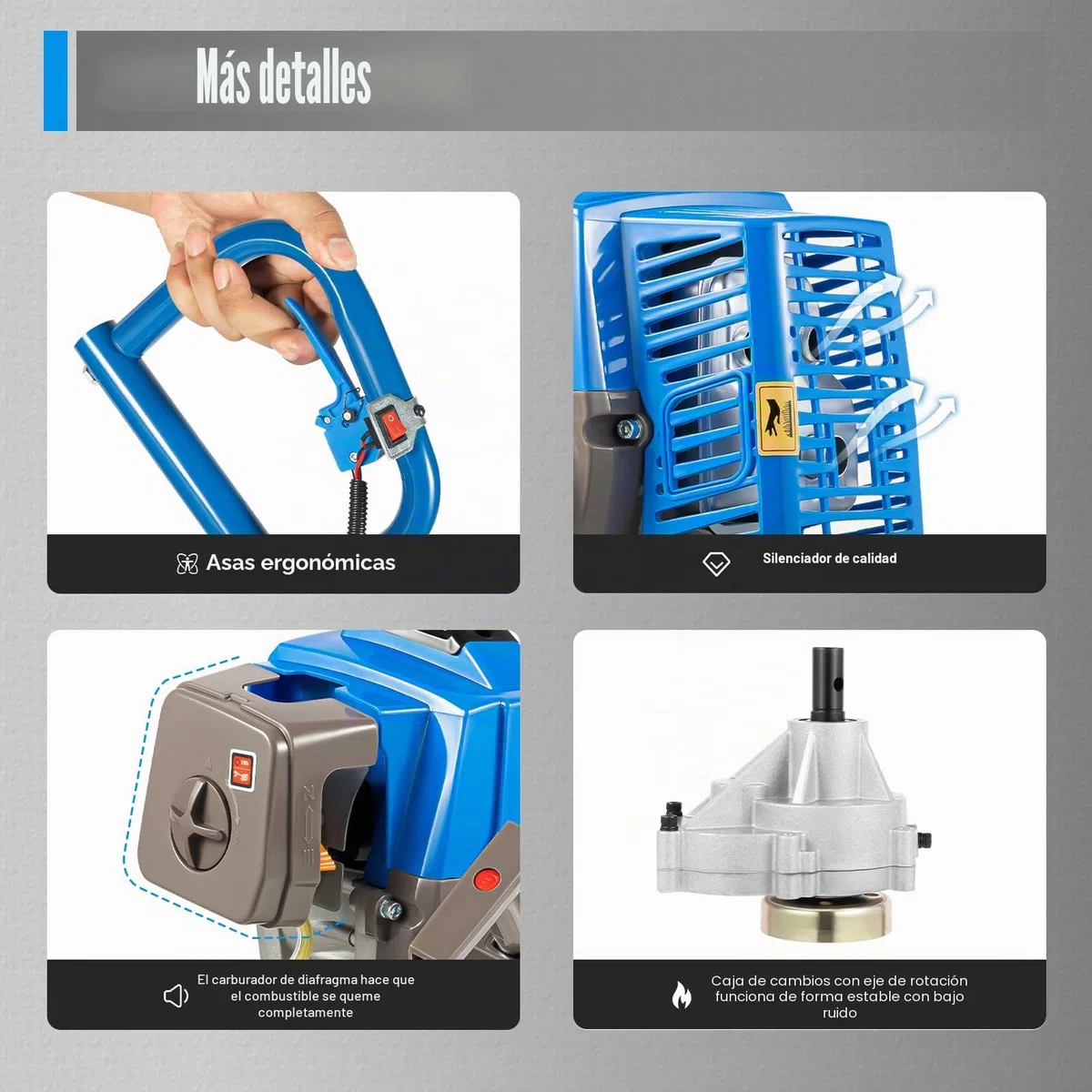 Broca de tierra de gasolina de 2 tiempos, 63 CC, 2,2 kW, con ruedas, 300 mm, broca de jardín, tipo empuje manual, taladro de gasolina, postes de valla, incluye depósito de 1,3 L