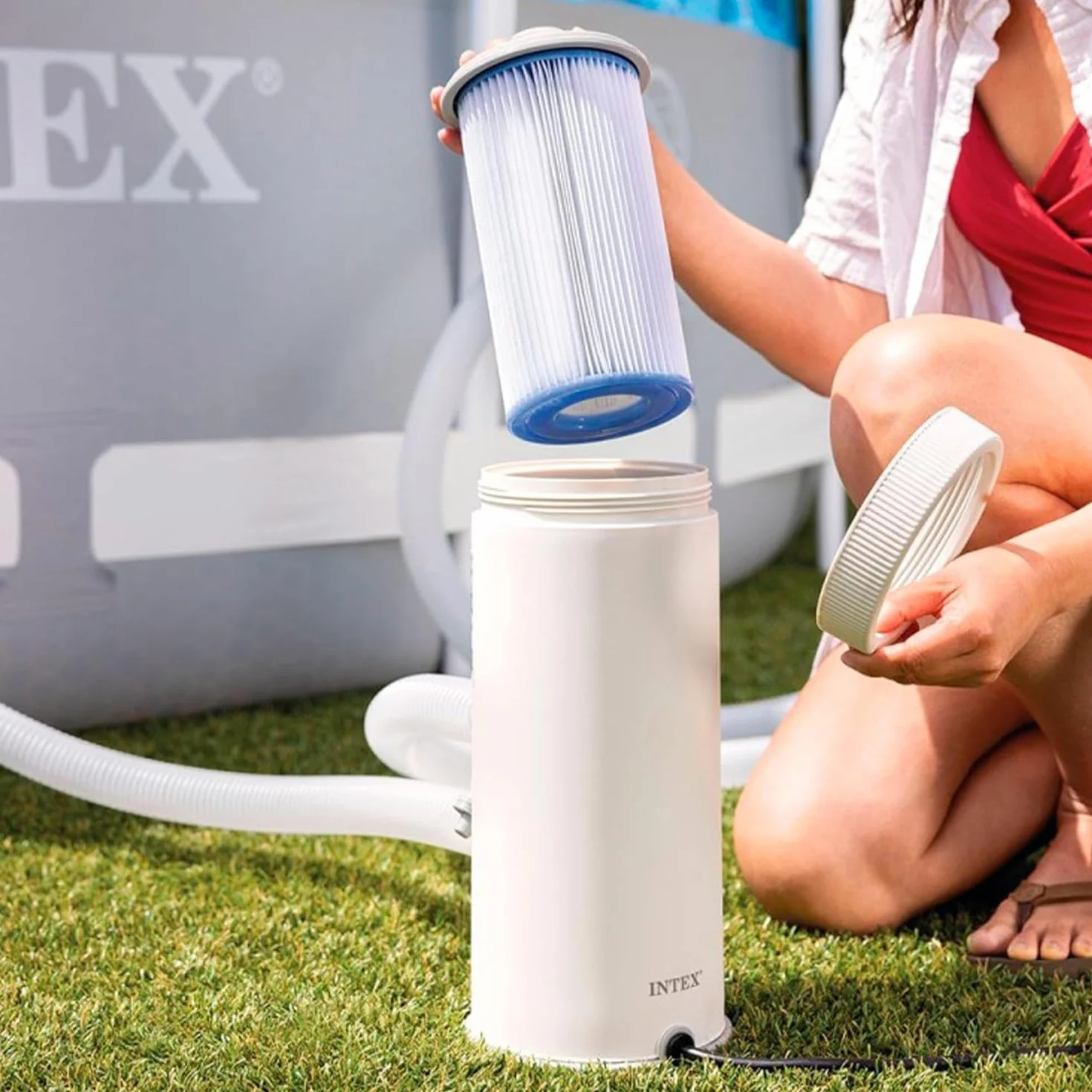 Intex Bomba Filtro de 530 GAL, Blanco, Gris.