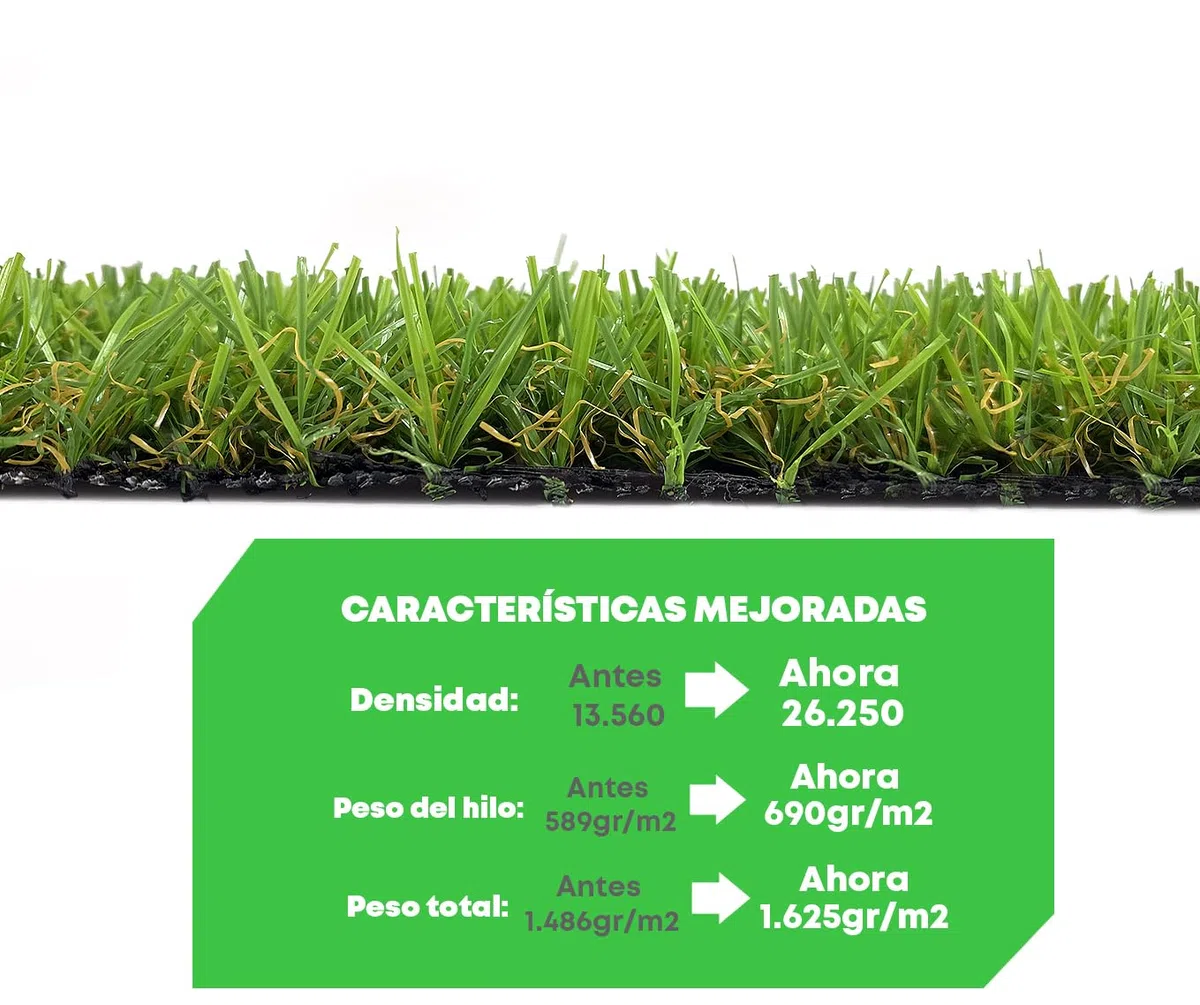 Cesped artificial terraza exterior California - rollo cesped artificial 2x5m 20mm de altura con alta densidad - calidad profesional - fácil instalación con buen drenaje