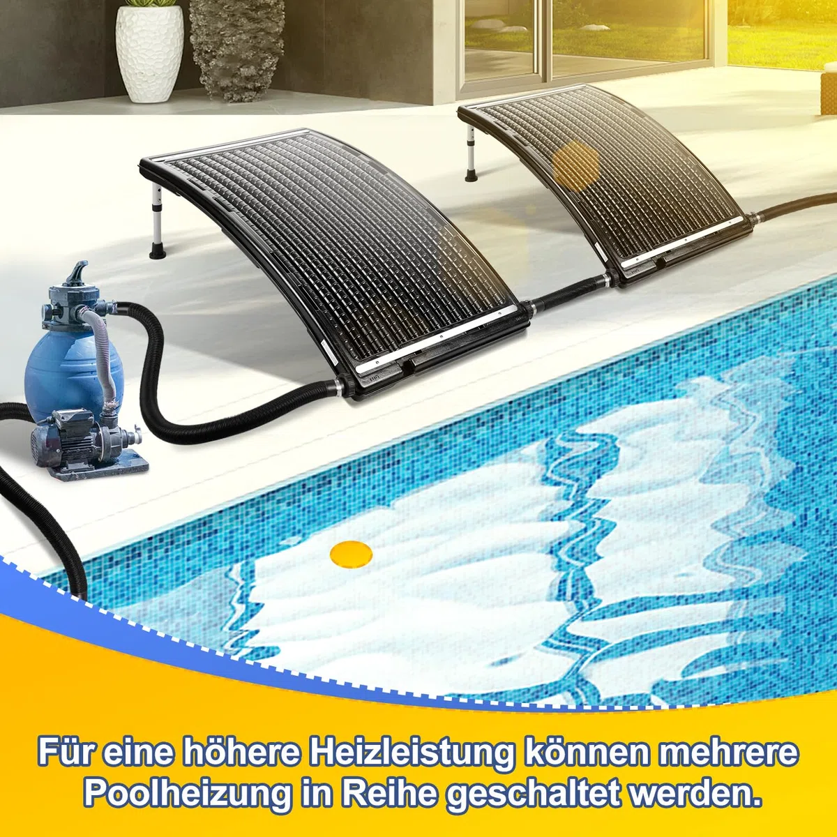 Calefacción solar para piscina, 2 juegos, 110 x 69 x 14 cm, panel solar, conexión de 38 mm, calentadores solares para agua caliente, piscina, calefacción de piscina