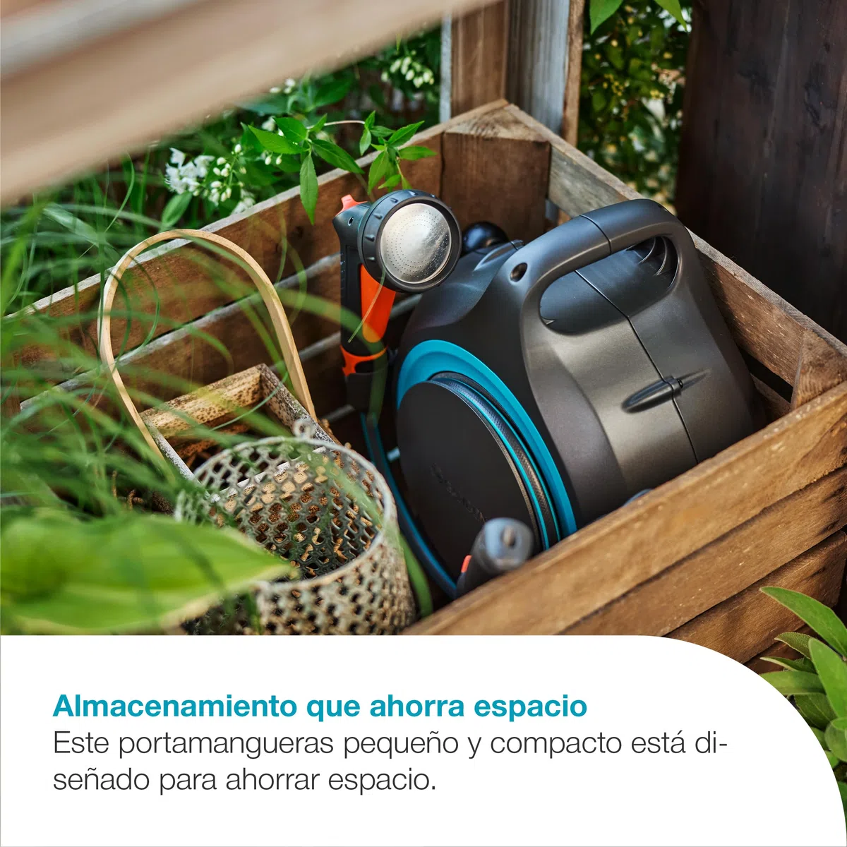 Gardena Portamangueras portátil MoveMatic Almacenamiento de mangueras: Ordenado y portátil, Manguera de jardín retráctil, Almacenamiento que ahorra espacio (18690-20)