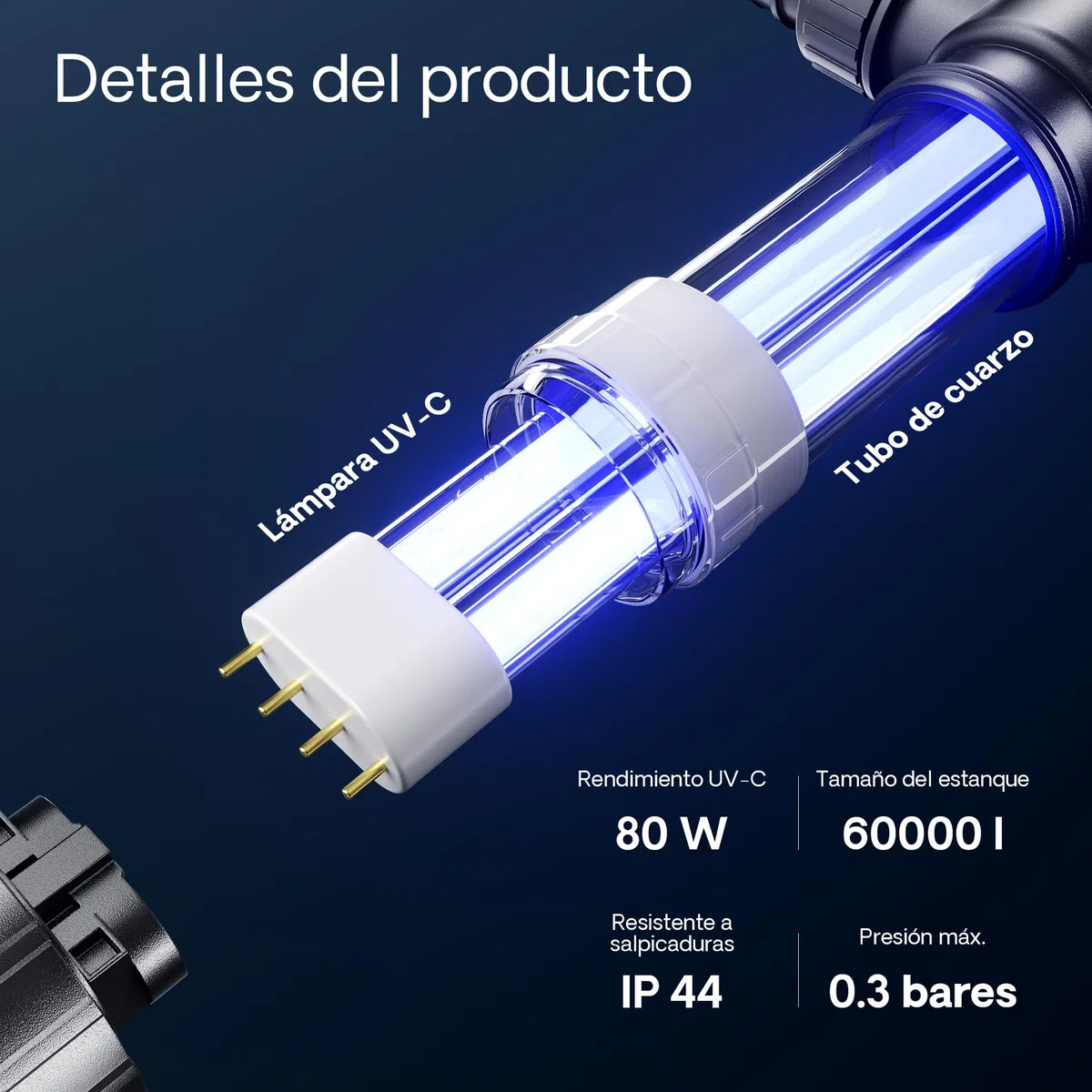 SunSun CUV-172 Clarificador de Agua para estanques 72W, Filtro UV para Agua Clara en estanques