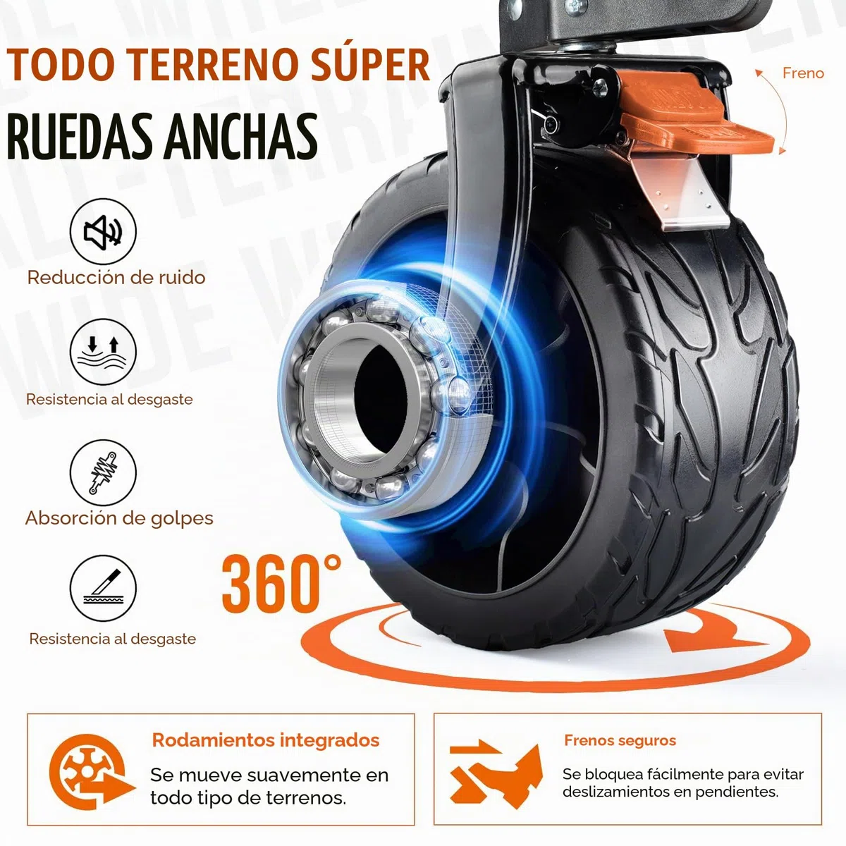 Overmont Carro Playa Plegable - 114CM Carrito Camping Plegable Extendido con Frenos - 250L 200KG Carro de Transporte con Ruedas Grandes Todo Terreno - Carro Portátil para Jardín Compras al Aire Libre