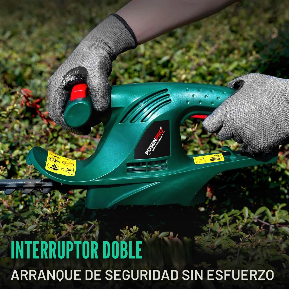 POSENPRO Cortasetos Eléctrico 450 W, Recortasetos eléctrico con Cable, Tijeras Cortasetos eléctrico, Longitud de la Cuchilla de 45 cm, Espacio Entre Dientes de 16 mm, Peso 2,0 Kg