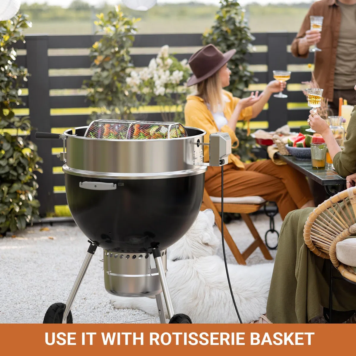 onlyfire Set de Mejora Asador Ring para Barbacoa con 2 Cestas para Carbón y 10 Bandejas de Recolección de Grasa de Aluminio，para Weber 57cm y la Mayoría de Otros 57 CM Kettle Charcoal Grills