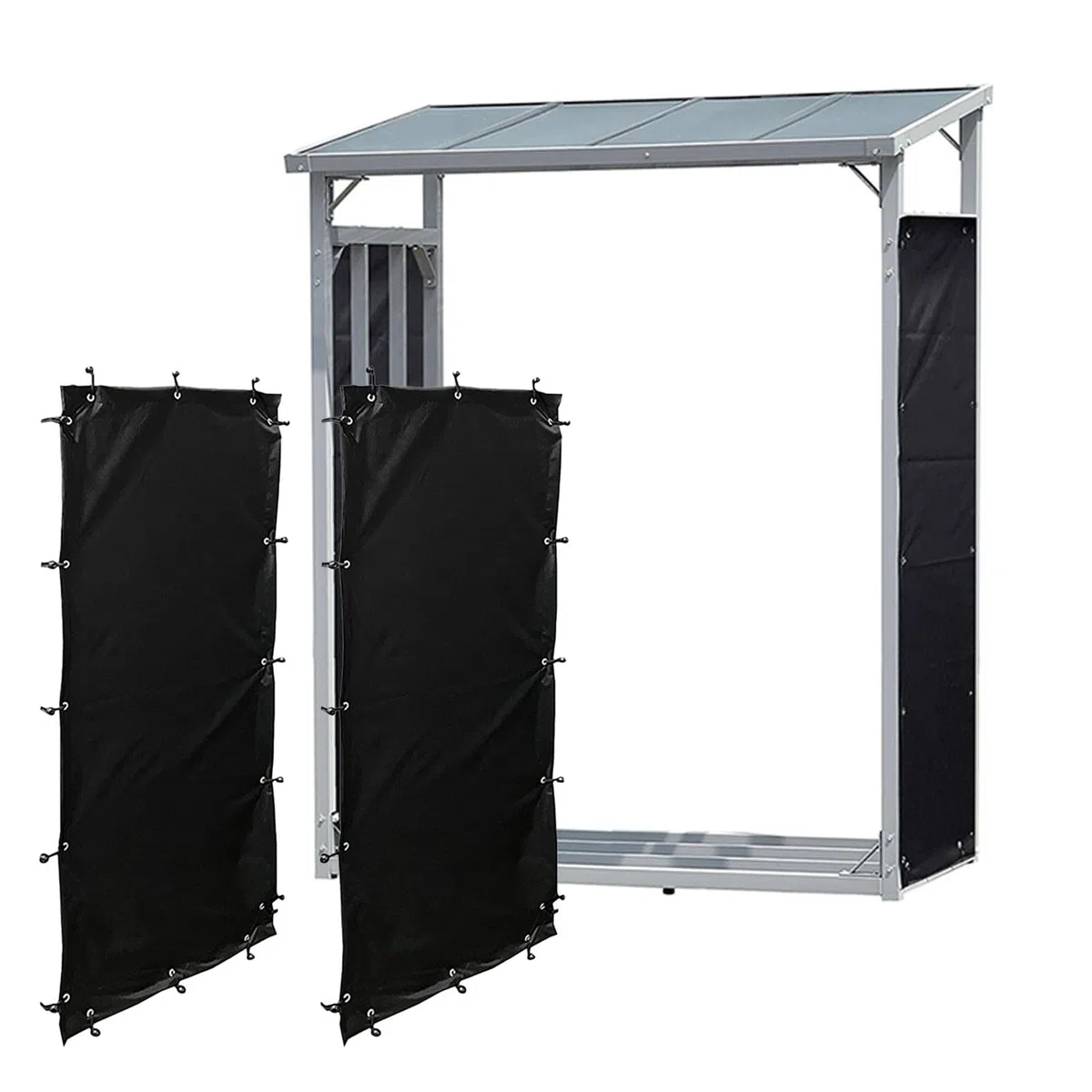 Tefola 2 Unidades Resistente a la Intemperie Tapa para Leñera, 148x66cm, Color Negro, de Poliéster, Impermeable, Estante para Cubierta Exterior, Protectora para Leñera en el Lateral