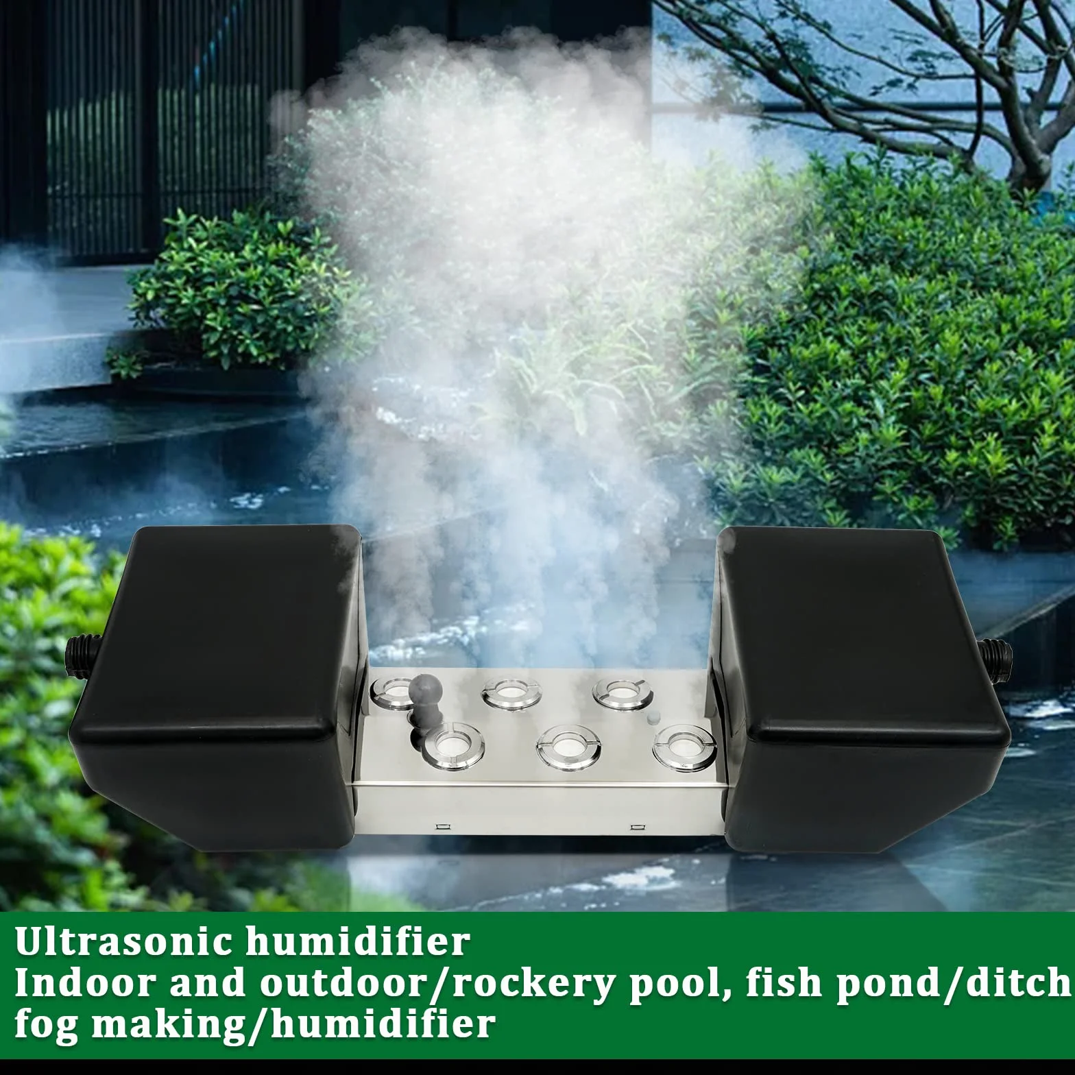 Dispositivo de Niebla Ultrasónico de 6 Cabezas 5.5 L/H con Fuente de Alimentación Impermeable de 250 W Dispositivo de Niebla Pesado para Patio Humidificador Estanque Dispositivo de Niebla