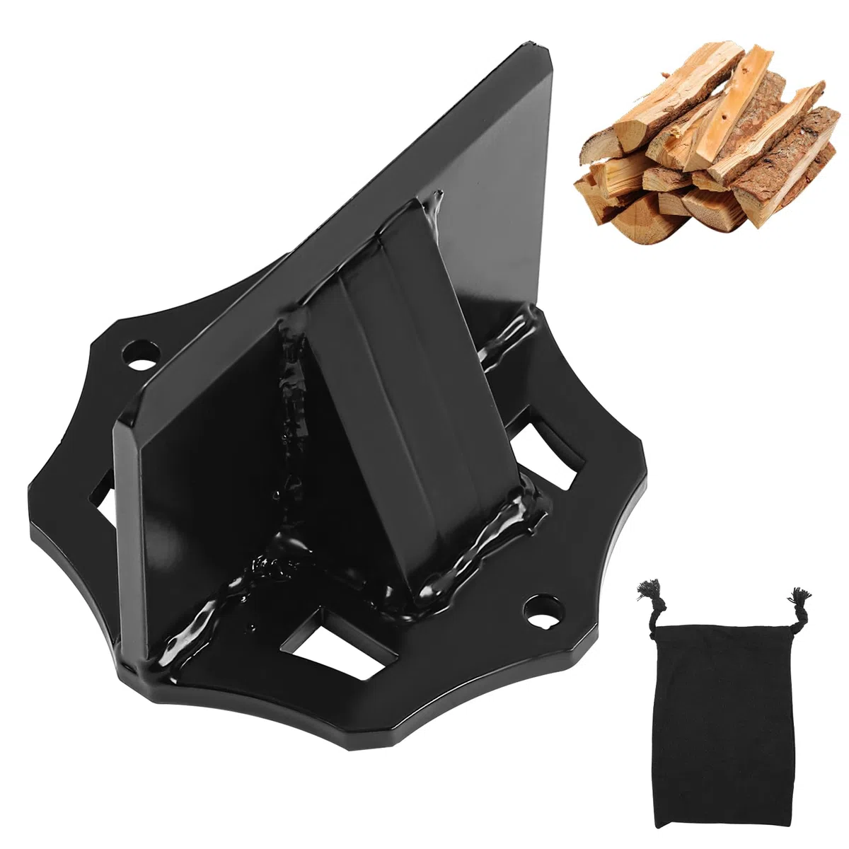 Cuña para leña, Pequeño Cuña Divisora Carbono, Divisor de leña, Manual Divisor de Troncos, Astilladora de Troncos para Estufa leña Pequeña, 100mm Diámetro x 70mm Altura