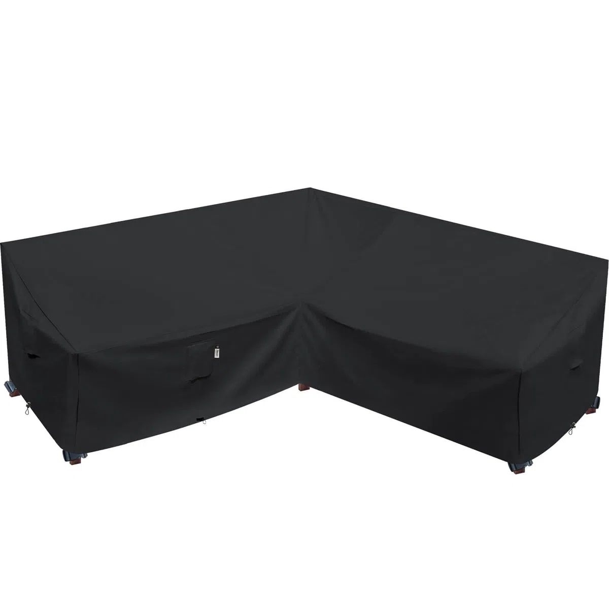 Funda de sofá modular resistente para exteriores, 216 x 216 cm, impermeable, 100% 600D, funda para sofá modular de patio, funda para muebles de patio (forma de V, 216 x 216 cm, color negro)