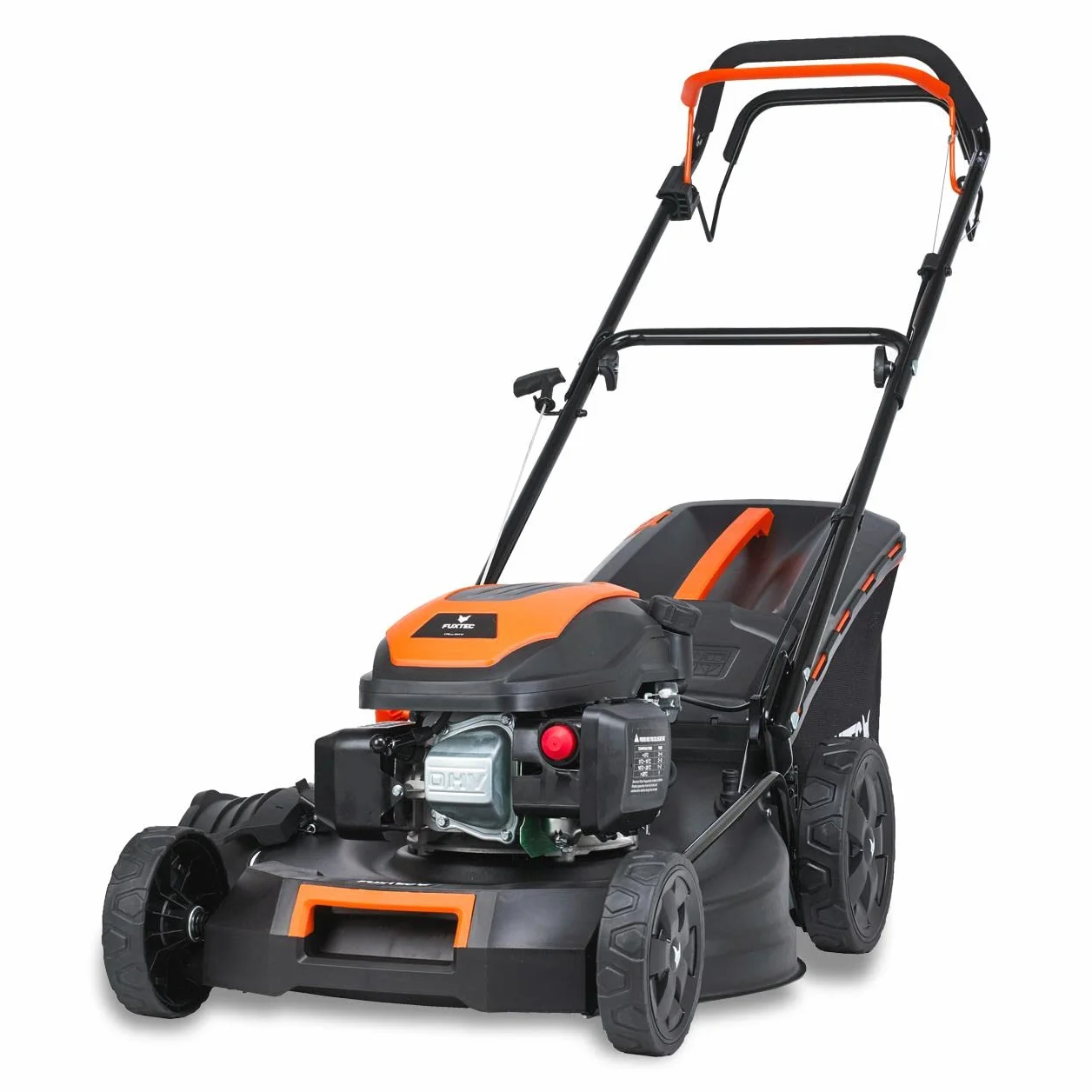 Cortacésped autopulsado de Gasolina FUXTEC FX-RM5170 4 en 1-170 cm³ 4 CV, 4 Tiempo, 51 cm de Ancho de Corte con regulación en 7 Alturas y 60 L de depósito, Funciones Mulching y Eje Lateral