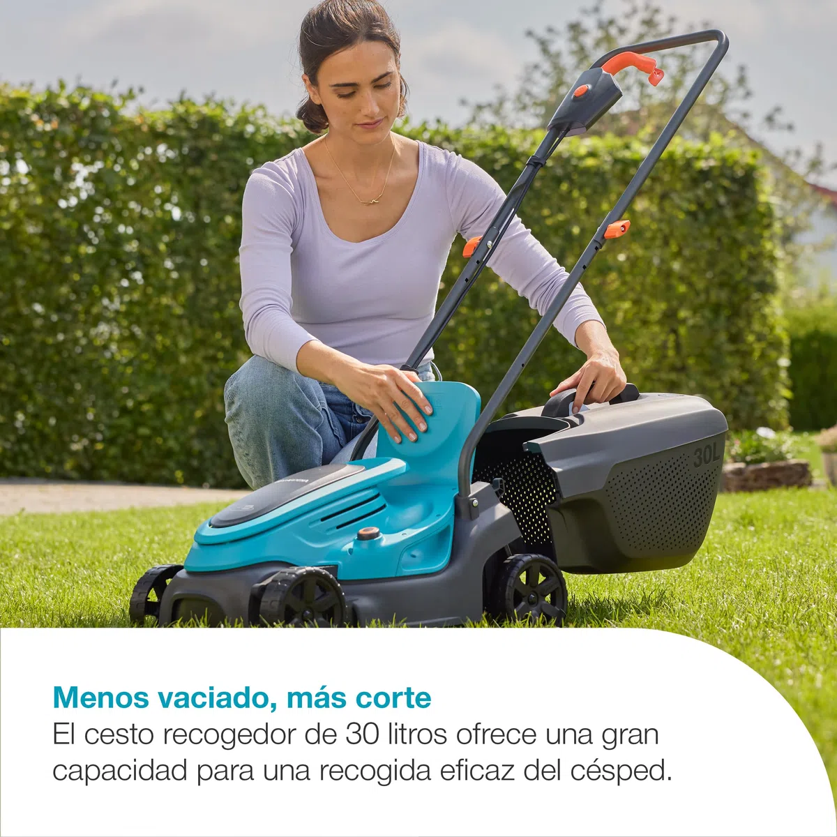 Gardena Cortacésped a batería EasyMax 32/18V P4A Solo: Cuchilla de Corte, Ligero, Ajuste de Altura, Recolección de Hierba, Sin Cable (14634-55)