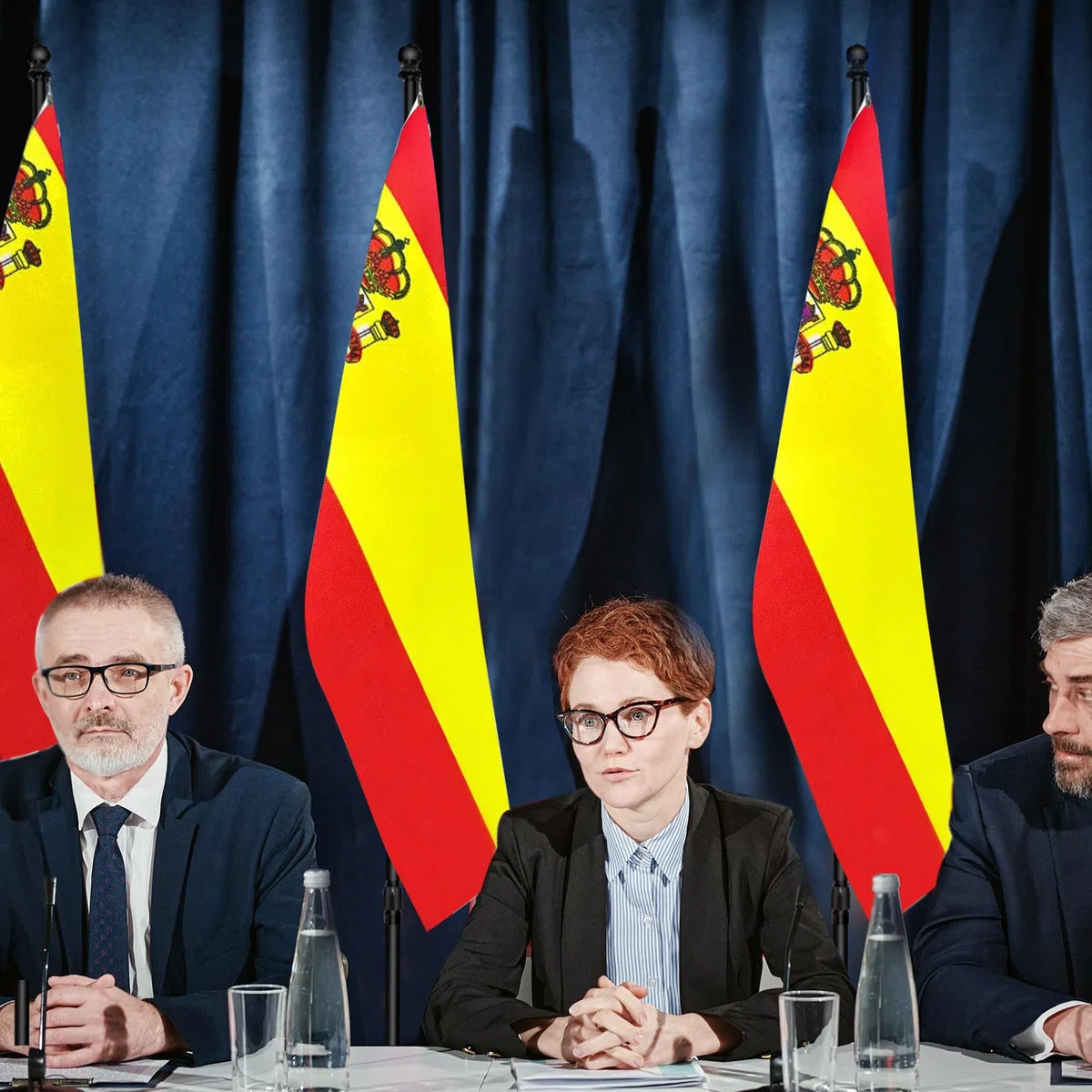 Mástil de bandera de interior con base, 200 cm-252 cm elevado y bajado para ajustar la altura, la base añade peso, los mástiles giran 360 grados, bandera de España de 90 x 150 cm. Adecuado para