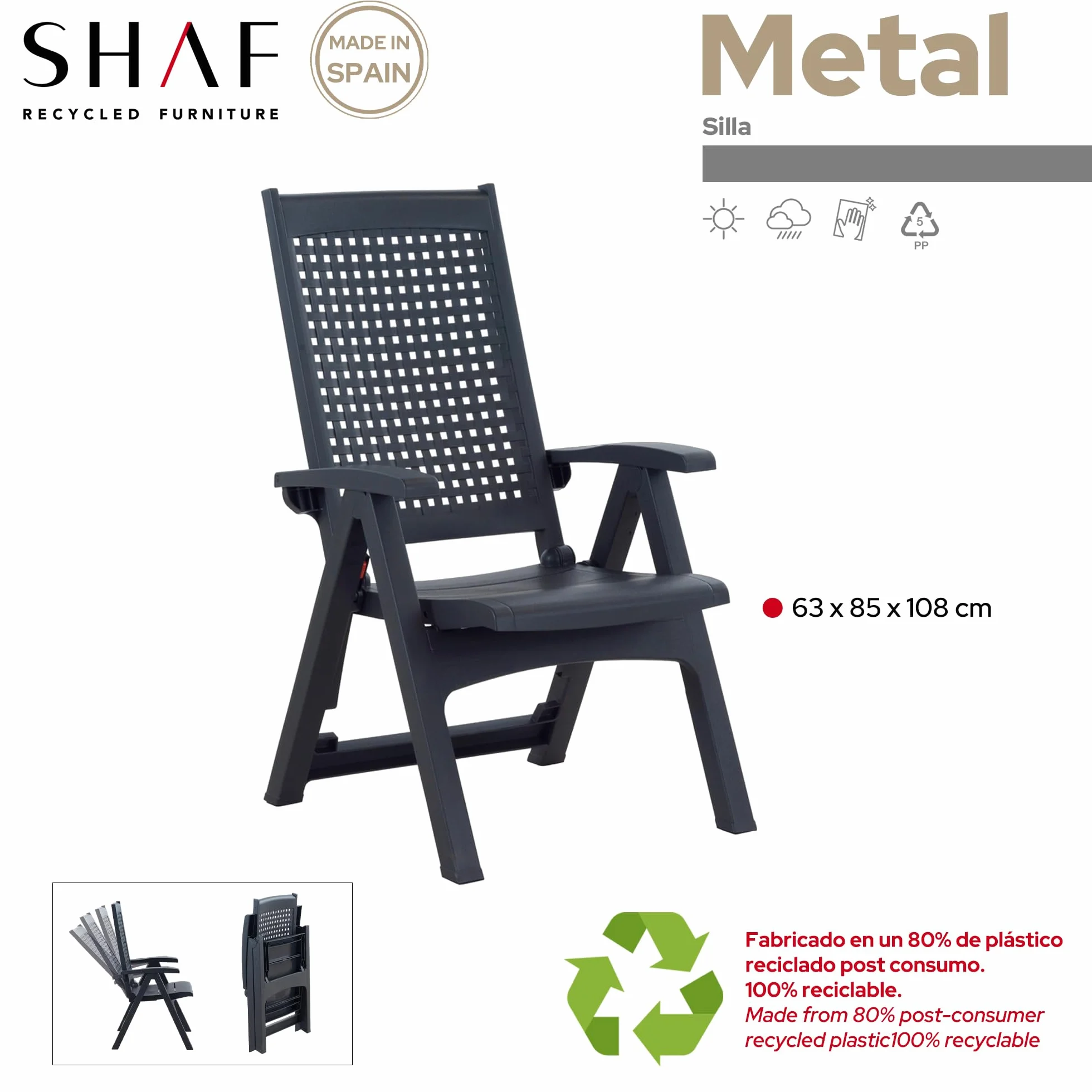 SP Berner Sillón multiposición Metal Antracita