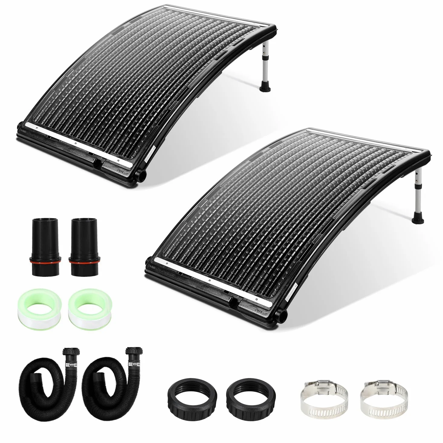 Calefacción solar para piscina, 2 juegos, 110 x 69 x 14 cm, panel solar, conexión de 38 mm, calentadores solares para agua caliente, piscina, calefacción de piscina