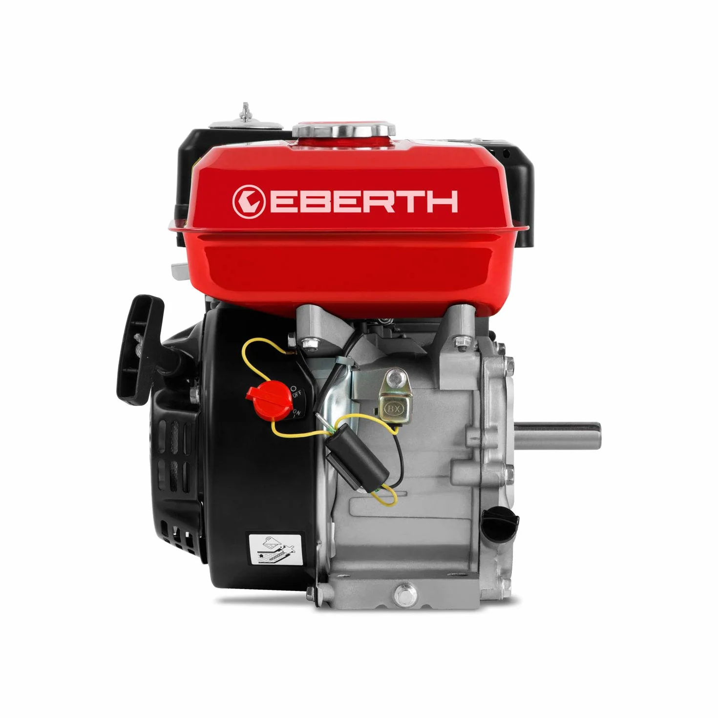 EBERTH Motor gasolina 4 tiempos con 5,5CV y 4,1kW, motor de gasolina, 20mm diámetro del eje, 1 cilindro 163cc desplazamiento, motor kart, alarma de aceite, refrigerado por aire, arranque manual
