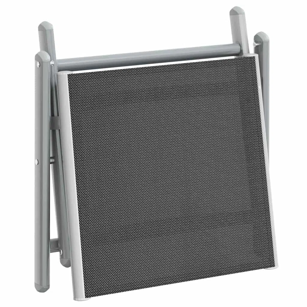 vidaXL Reposapiés Plegable Silla Asiento Otomana Taburete Jardín Asiento Salón Terraza Patio Exterior Balcón Textilene y Aluminio Negro y Plateado