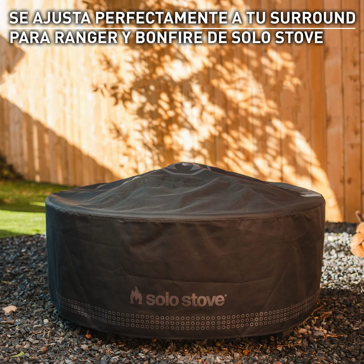 Solo Stove Cubierta para la mesa Surround, pequeña | Resistente a la intemperie, acrílico teñido en solución/revestimiento de PVC/soportes de aluminio, dimensiones: 53 x 111 cm, negro