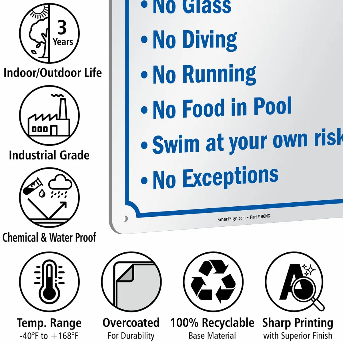 SmartSign Letrero con texto en inglés "Swimming Pool Rules" (25,4 x 38,1 cm)