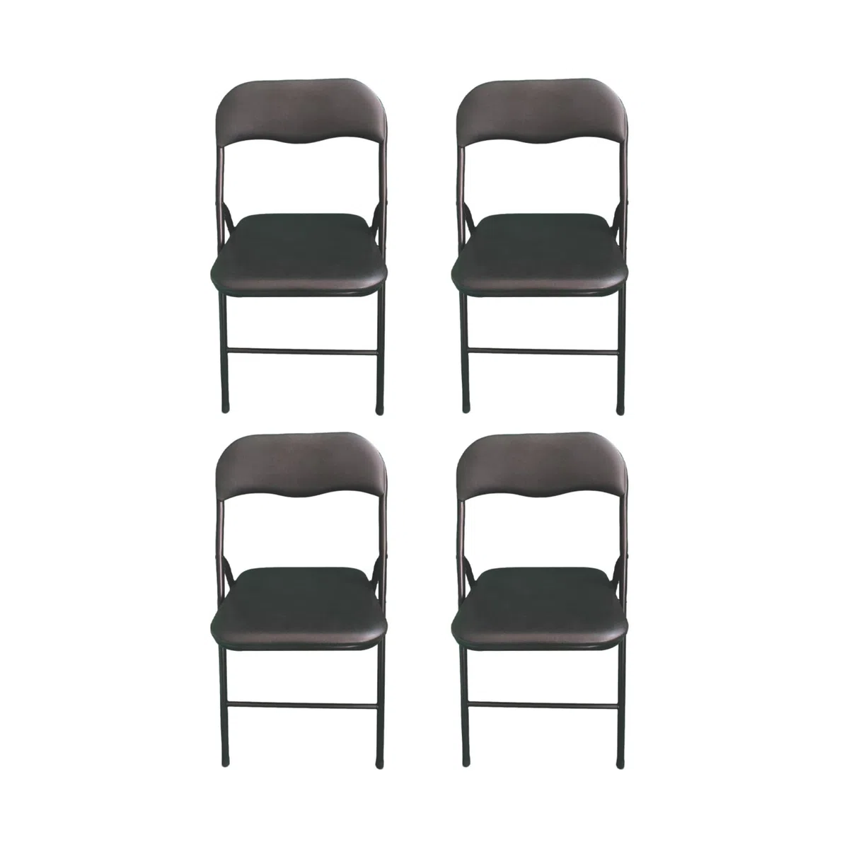 Pack 4 Sillas Plegables Negras Premium con Estructura Metálica y Asiento Acolchado en Polipiel PU. Respaldo Ergonómico de para Eventos, Oficina y Hogar. Diseño Moderno y Resistente (80x44x43,5 cm)