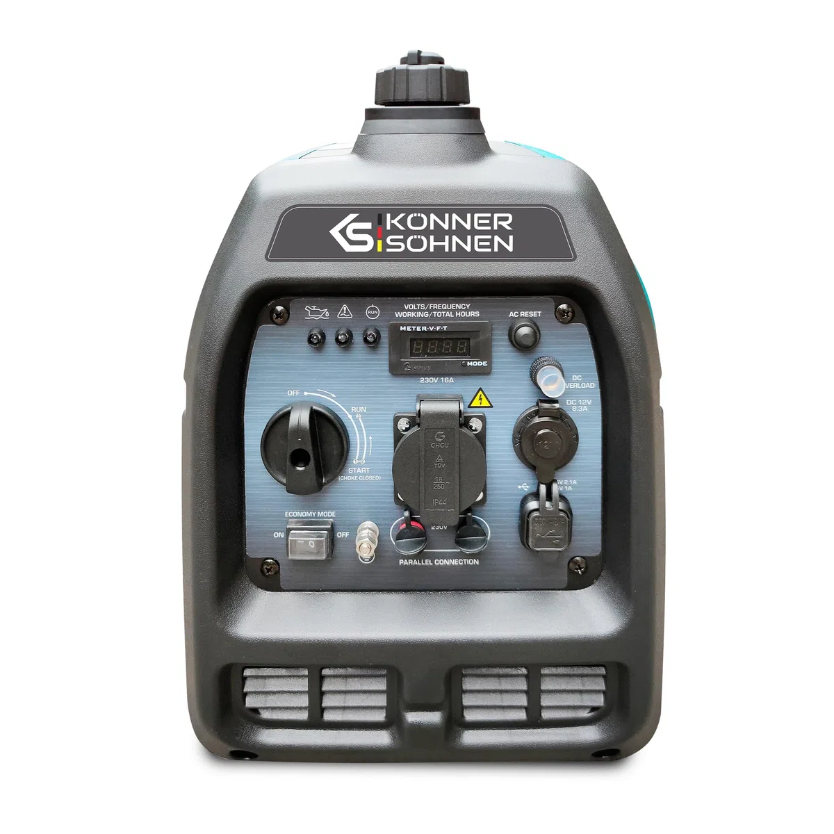 Generador inverter KS 2100i S de Könner & Söhnen Generador de energía de gasolina 2000 W, enchufe Schuko de 230 V, 2 puertos USB, indicador LED, modo ECO, bobinas de cobre, EURO V