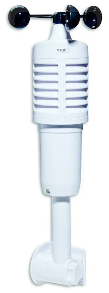 TFA Dostmann Anemómetro 30.3801.02 para estaciones meteorológicas TFA WLAN 35.8001 | 35.8002 | vía App: 35.8000, velocidad del viento, color blanco