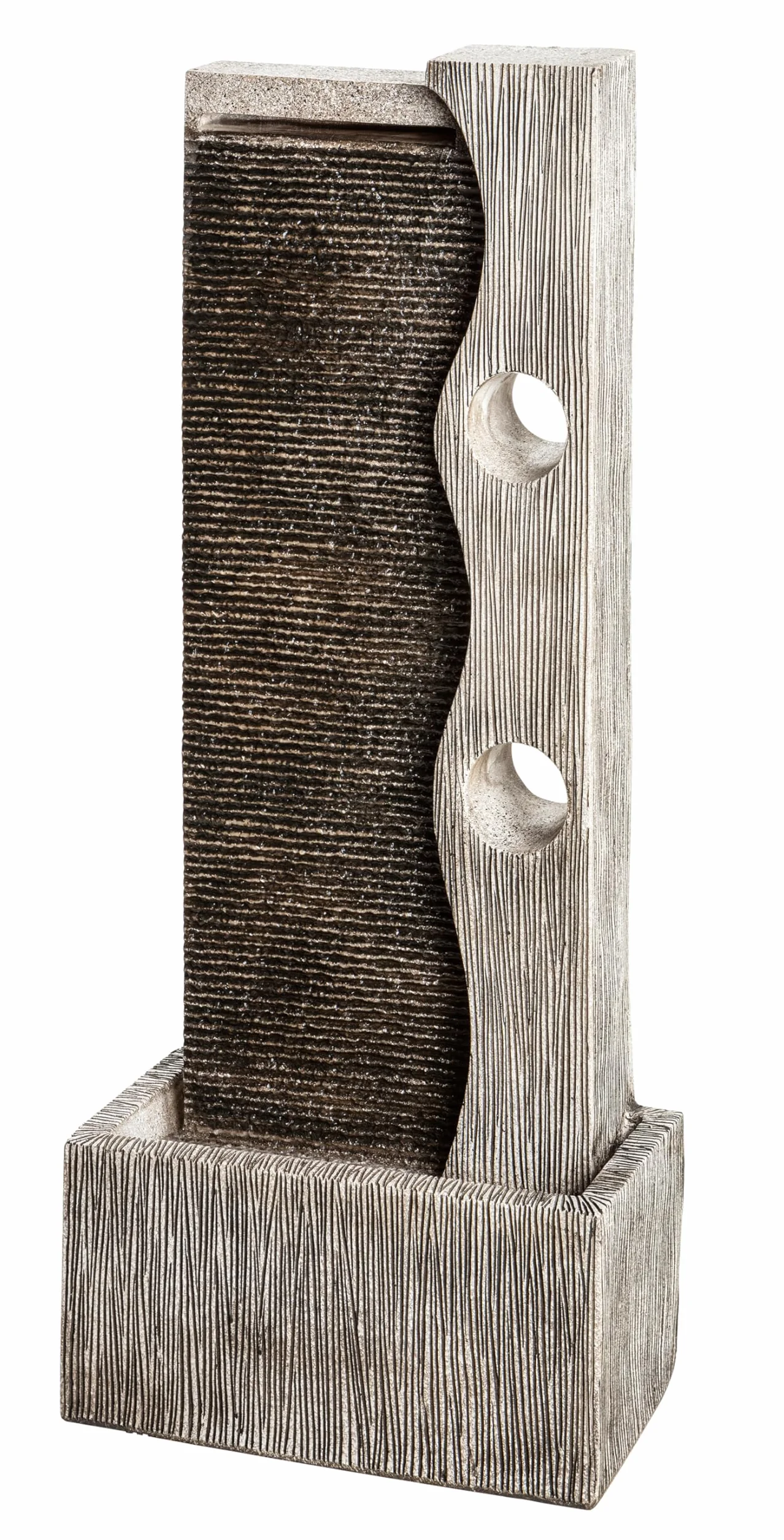 Dehner Fuente de jardín Eclipse con iluminación LED, Aprox. 100 x 40 x 19,8 cm, poliresina, Gris