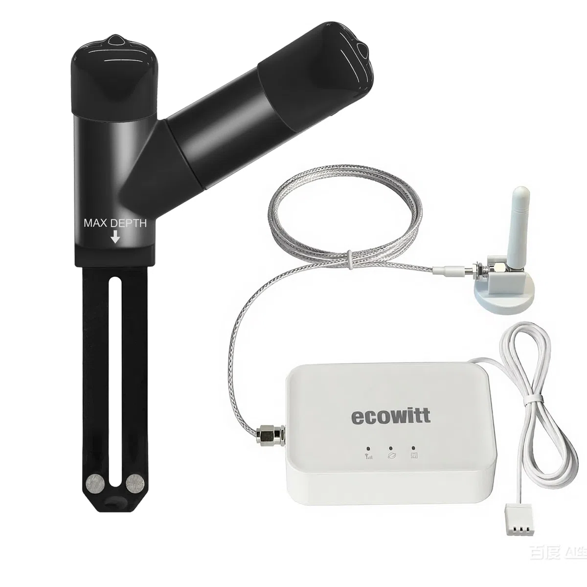 ECOWITT WH52 Sensor de Humedad del Suelo de Triple función (16 Canales) + Sensor de conductividad del Suelo + Termómetro, higrómetro para Plantas + Nueva Pasarela GW3000
