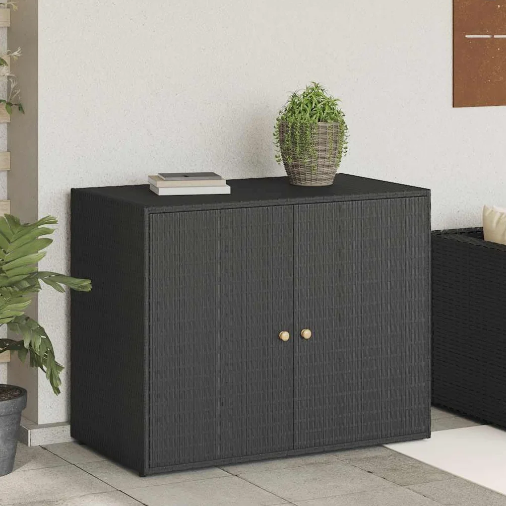vidaXL Armario de jardín Negro 100x55,5x80 cm Ratán sintético