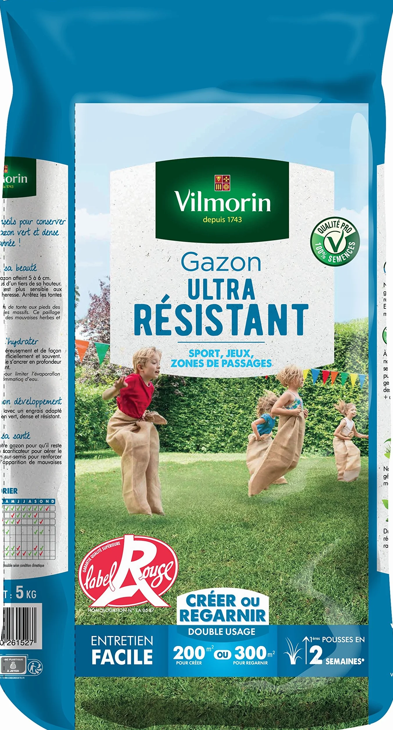 Vilmorin 4462416 Césped DEPORTES Y JUEGOS, 5 kg