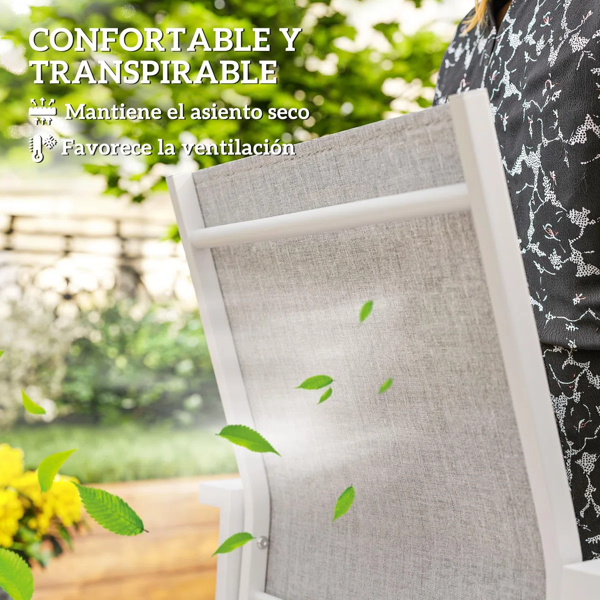 Outsunny Juego de 2 Sillas de Jardín Exterior Sillas Terraza Exterior Apilables Sillones de Comedor con Tela Transpirable Marco de Acero Reposabrazos y Respaldo 56x58x89 cm Gris Claro