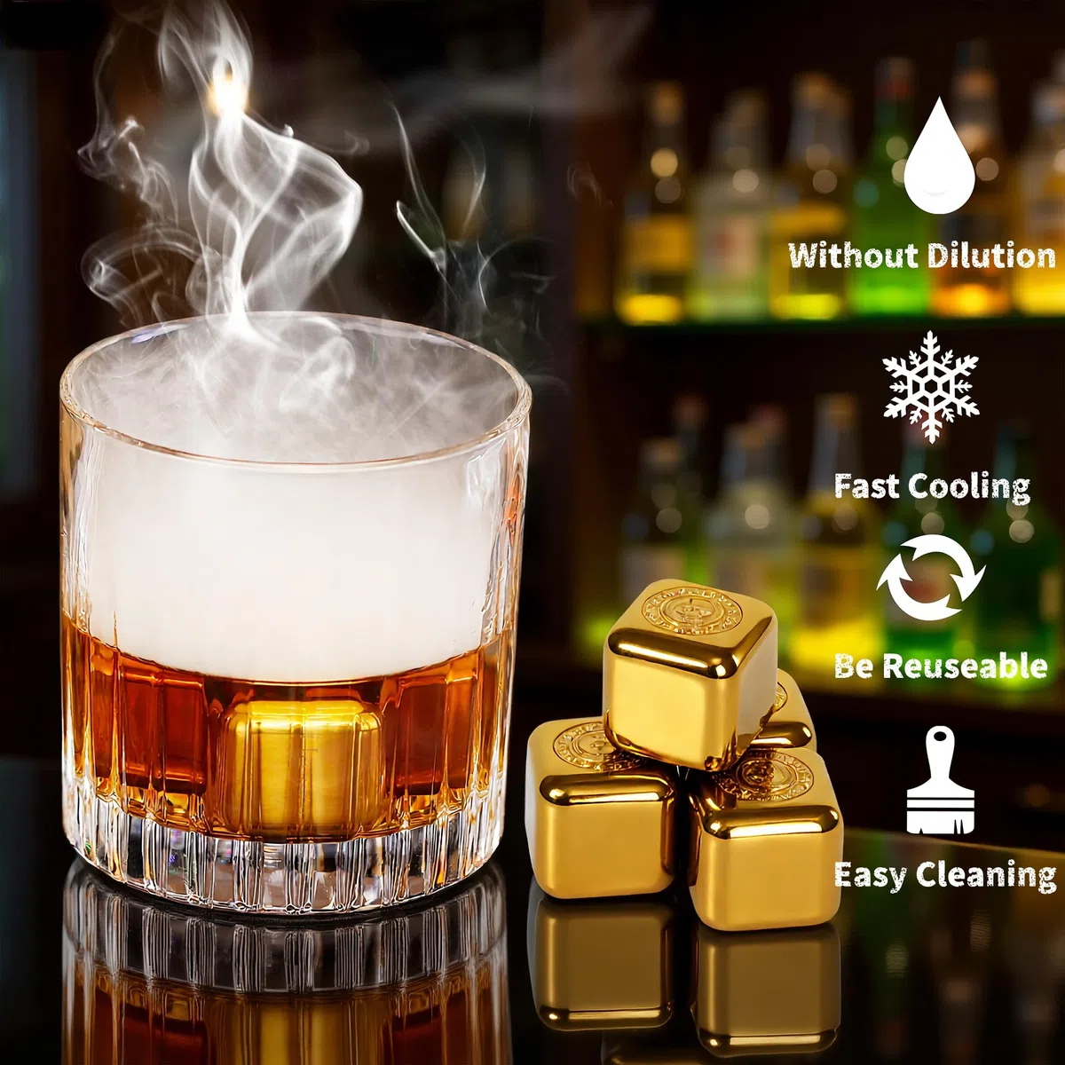 Kit de ahumador de whisky, kit de ahumador de bebidas antiguas, kit de ahumador de cóctel con linterna, 4 sabores de chips de madera y piedras de whisky, kit de ahumador de bourbon, regalos de