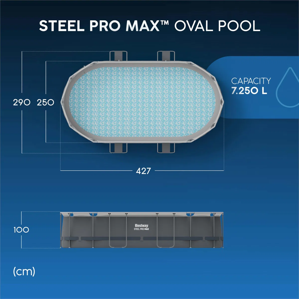 Bestway Juego de Piscina Ovalada de 14' x 8'2" x 39.5"/4.27 m x 2.50 m x 1 m