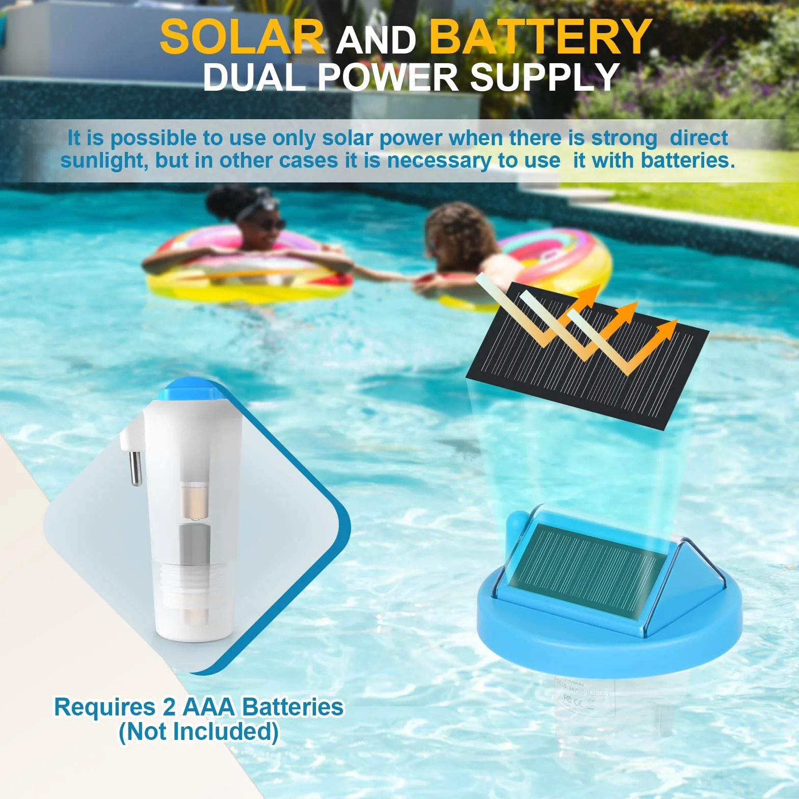 PATEMZON Termómetro Piscina Solar, Termómetro Piscina Connecté, Termometro Piscina Sin Fil Flottante con Récepteur Radio LCD, Accessoire Piscine pour Aquarium, Étang à Poissons
