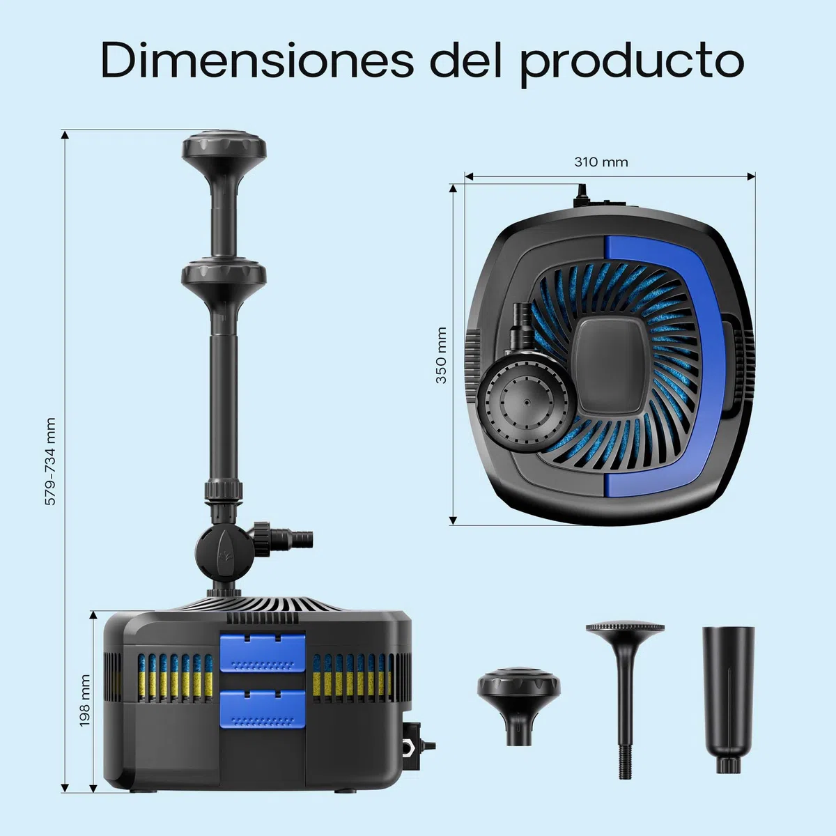 SunSun CUF-5800 filtro UV para fuentes 5200l /h altura bombeo 4,8m, lámpara UVC 11W
