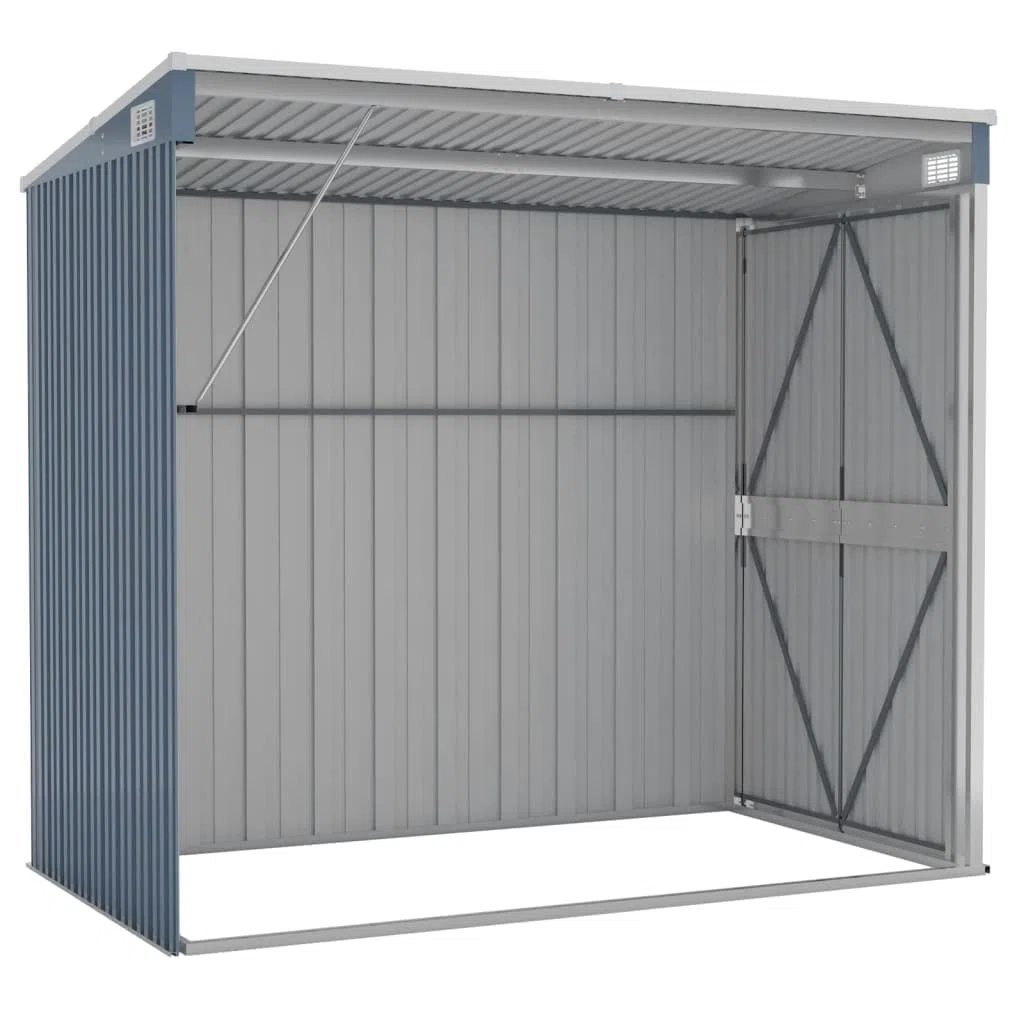 Cobertizo de jardín Pared Acero galvanizado Gris 118x194x178cm