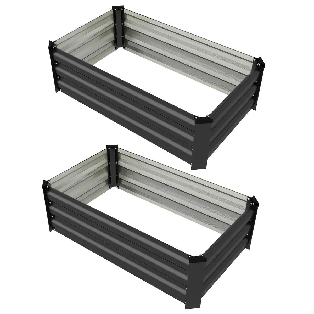 Outsunny Juego de 2 Jardineras de Exterior de Acero Maceteros Grandes de Exterior Huerto Urbano Rectangular para Cultivos Plantas Flores para Patio Jardín 100x60x30 cm Gris Oscuro