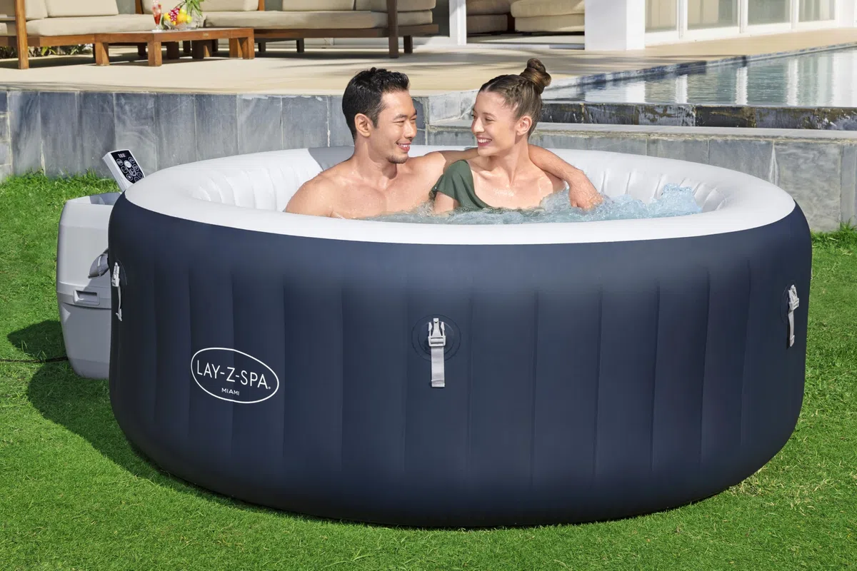 Bestway 71" x 26"/1.80mx 66cm Miami EnergySense AirJet 4 Azul Oscuro Redondo