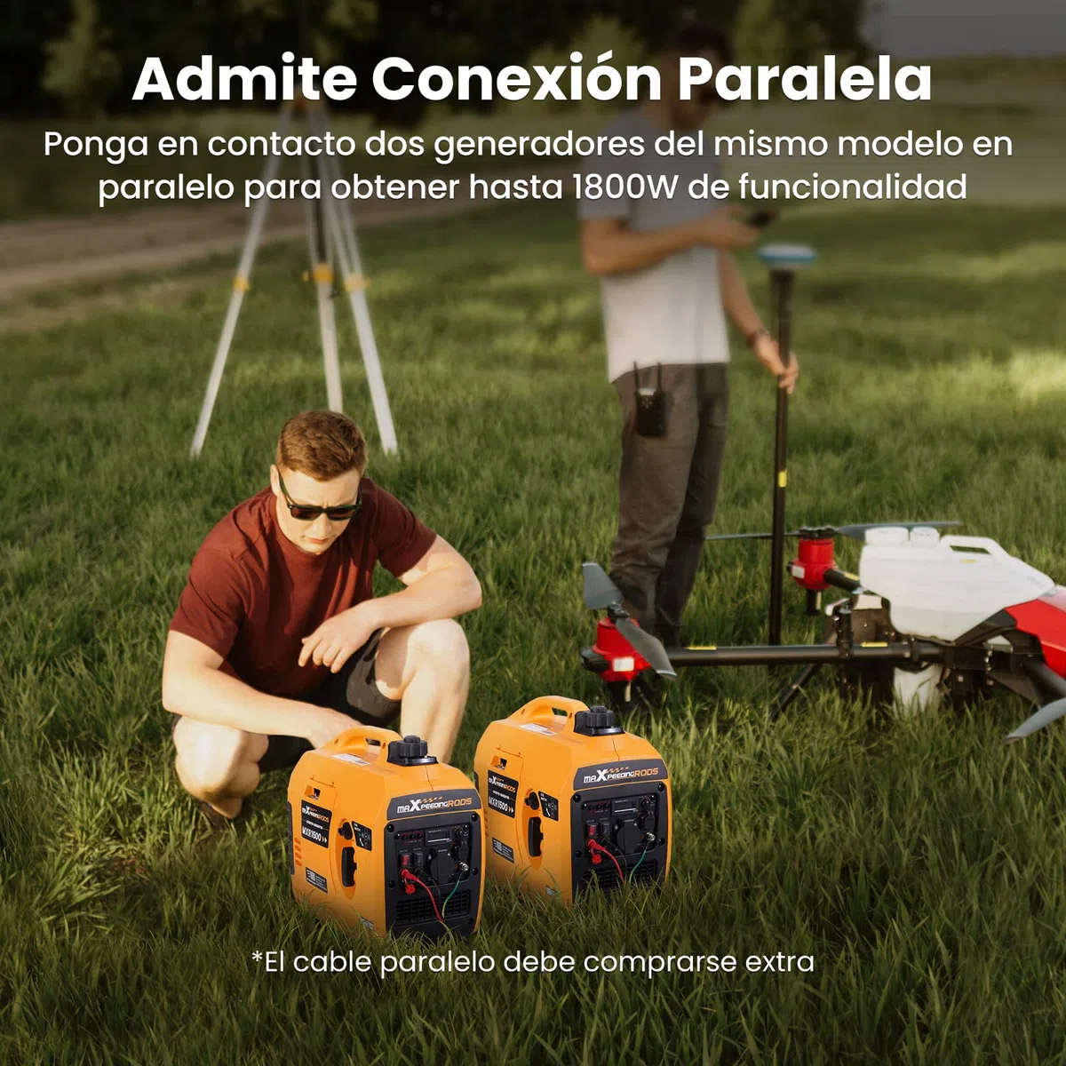 maXpeedingrods Generador Electrico Gasolina Portátil 1200W, Silencioso y Ligero con Inversor, Motor de Gas de 4 Tiempos, con Salidas AC/USB para Autocamping, Viajes en Caravana, Exteriores