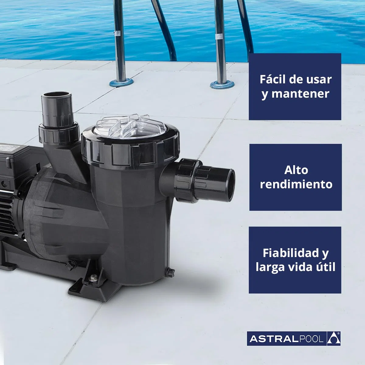 BOMBA PARA PISCINA VICTORIA PLUS 1.5 HP ASTRALPOOL MONOFASICA 21.500 l/h 1,10 kW (1,5 CV) 230 V II Nivel de sonoridad bajo: entre 61 dBA - 70 dBA. 3 AÑOS DE GARANTIA , PESO 14Kg, VOLUMEN M3: 0,07