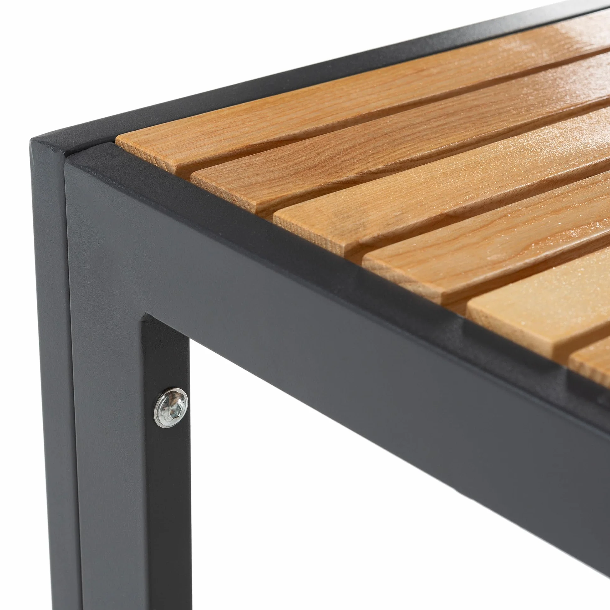 HOMN LIVING Mesa de Jardín Coral Cuadrada de Madera y Metal Negro, 70x70x72 cm