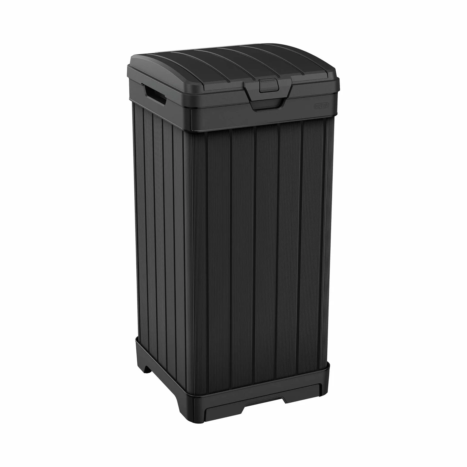 Keter Baltimore - Cubo de basura de resina de 38 galones para cocina al aire libre con tapa y bandeja de goteo para una fácil limpieza, perfecto para comedor en el patio, color negro