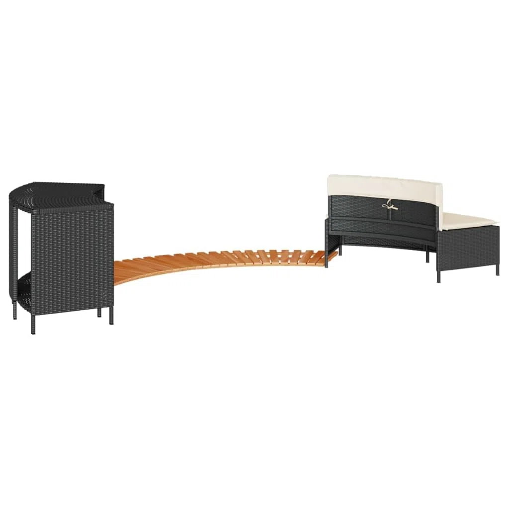 LAPOOH Borde bañera hidromasaje Madera Acacia y ratán sintético Negro, Yacuzzi Exterior Hinchable Piezas De Recambi, Borde para bañera De Hidromasaje SPA - 365614