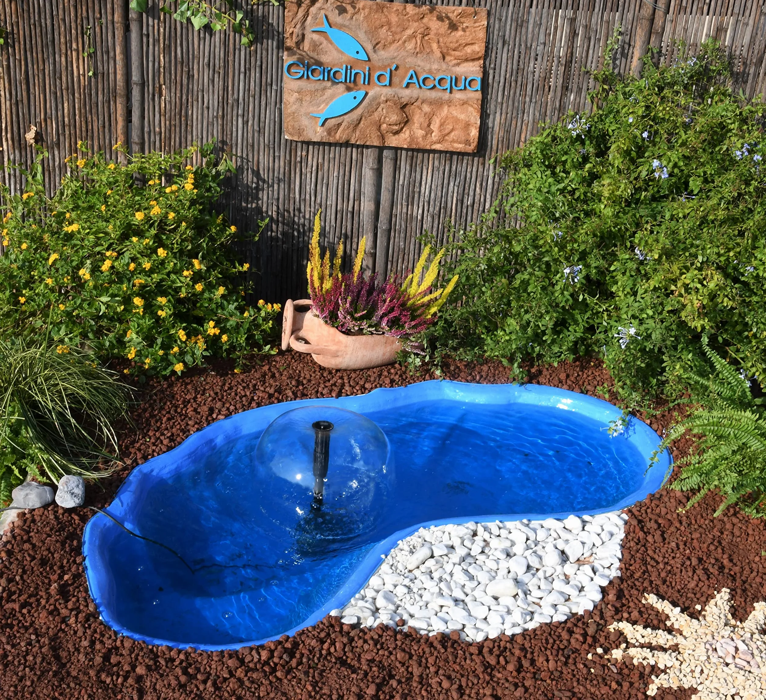 Giardini d'Acqua Estanque Preformado Modelo Nemi Azùl 180 x 100 x 36 Capacidad 270 Lt Pecera Plantas Palustres Bricolaje Jardin