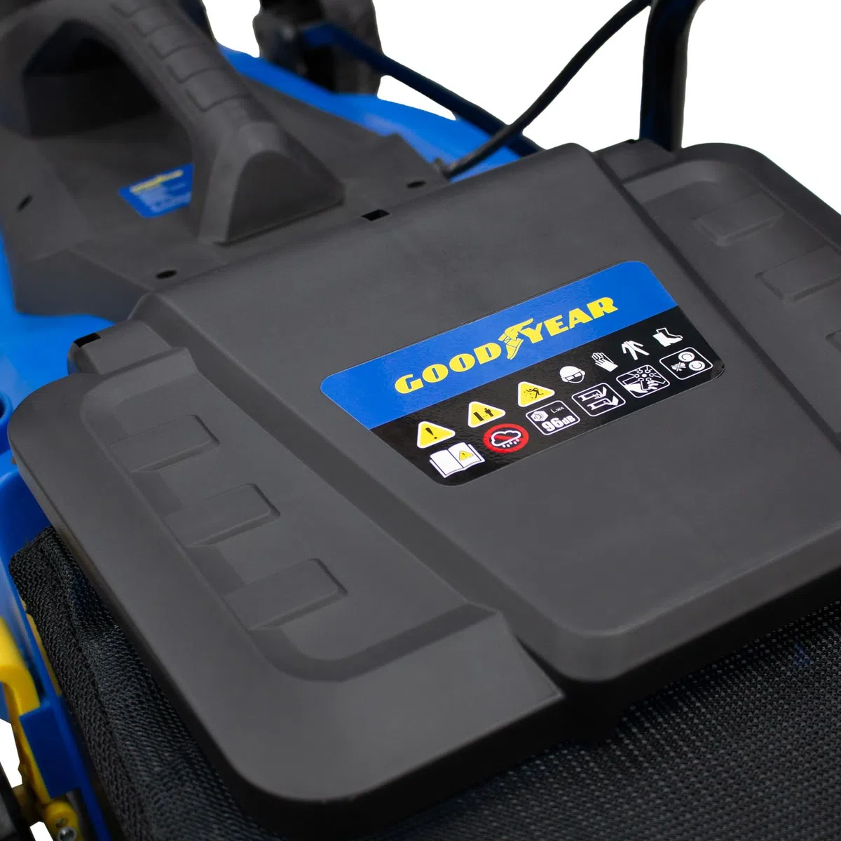 Goodyear - Cortacésped Eléctrico Rotativo 1800W, Ancho de Corte 40cm, Motor 3200 RPM, Segadora Eléctrica para Jardín hasta 300m², Altura Regulable y Bolsa de Recogida 35L, Ligero y Compacto