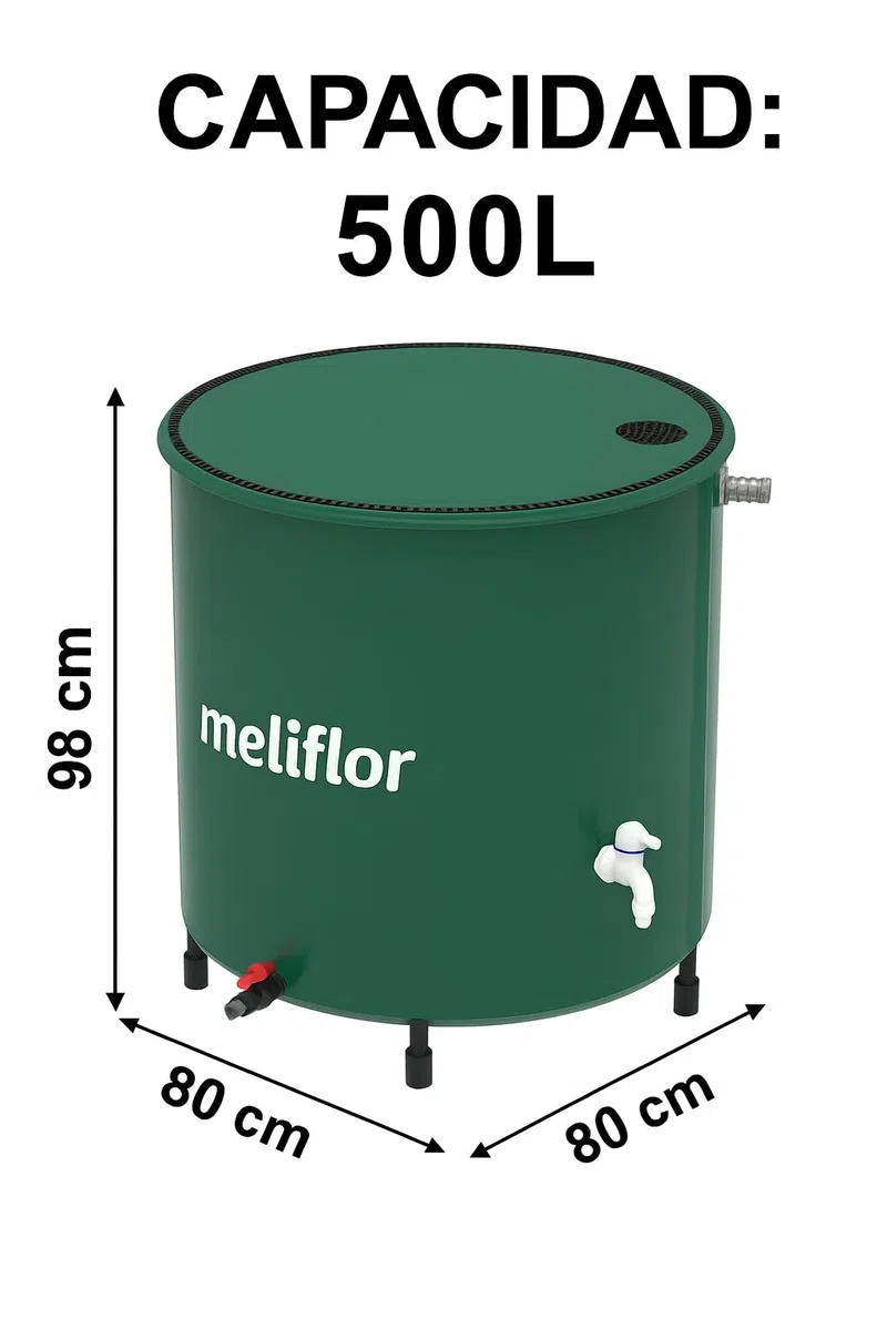 Depósito Flexible Meliflor. Contenedor Resistencia, para Almacenamiento o Recogida de Agua. (500L)