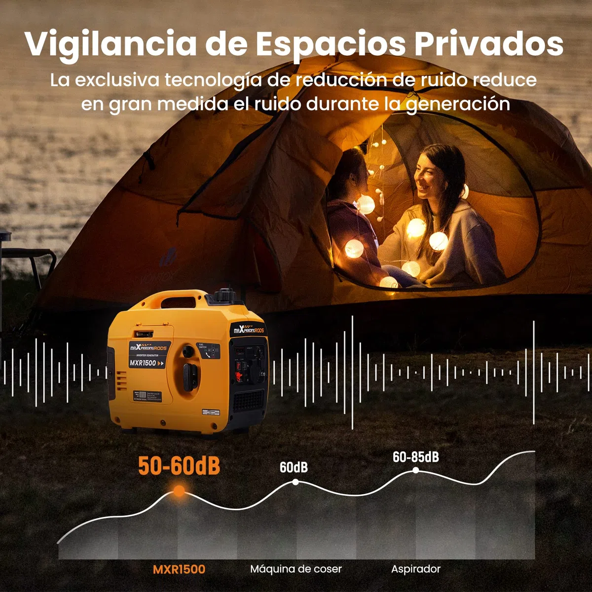maXpeedingrods Generador Electrico Gasolina Portátil 1200W, Silencioso y Ligero con Inversor, Motor de Gas de 4 Tiempos, con Salidas AC/USB para Autocamping, Viajes en Caravana, Exteriores