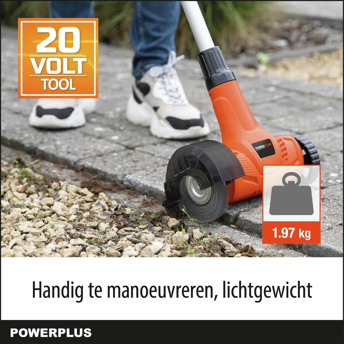 Powerplus Dual Power POWDPG8060-20V - Extractor de malas hierbas con batería y cargador sin batería y cepillo de acero y nailon